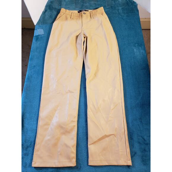 Hollister Jeans Size 1 Womens Brown Faux Leather Pants Ladies Straight NWT - Picture 2 of 15